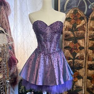 Cinderella Lavender Satin Dress Sequins Y2K
